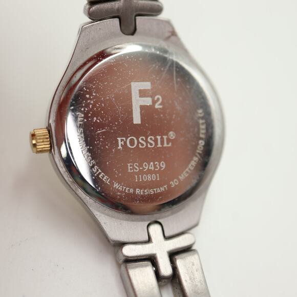 Fossil F2 Two Tone Womens 23mm Round Date Watch 6" Bracelet ES9439 w New Battery - Picture 12 of 12